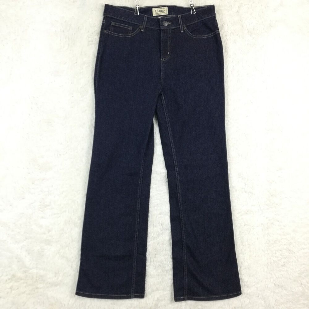 L.L. Bean Womens Jeans Straight Leg Favorite Fit Denim Blue Dark Indigo Wash 8